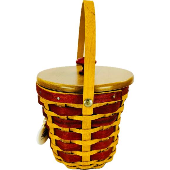 Longaberger PEPPERMINT STRIPE Red Tree Trimming Lid Liner Protector Tie-on Box - Picture 2 of 9